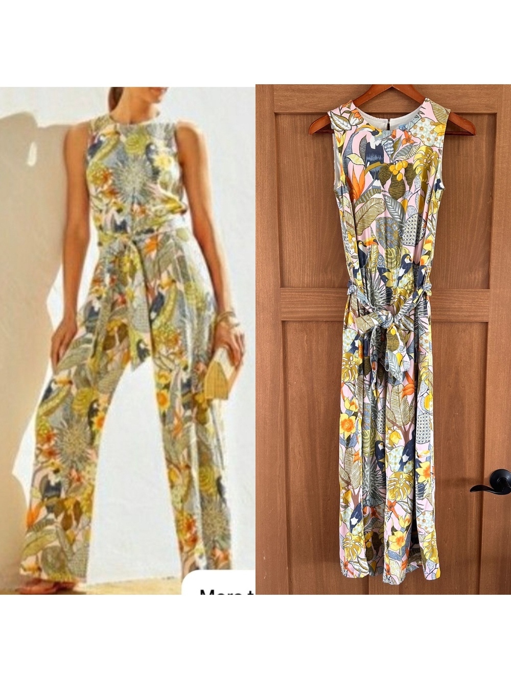 J. McLaughlin Rebekka Jumpsuit Tropical Toucan Floral Wide Leg Women’s size XS